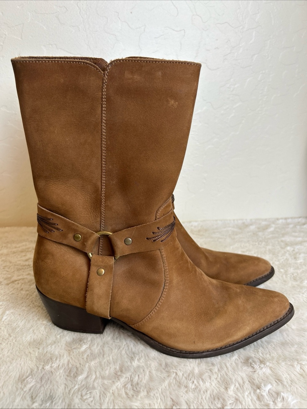 Dingo Brown Cognac Suede harness Boots Vintage Woman’s Size 9 Brazil